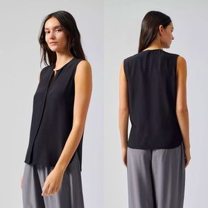 EUC Forever 21 Sleeveless Collarless Placket Button Up Blouse | Black |Women’s S